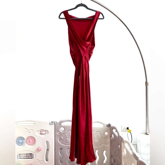 Reformation Casette Silk Dress in Sangre NEW - Picture 6 of 9